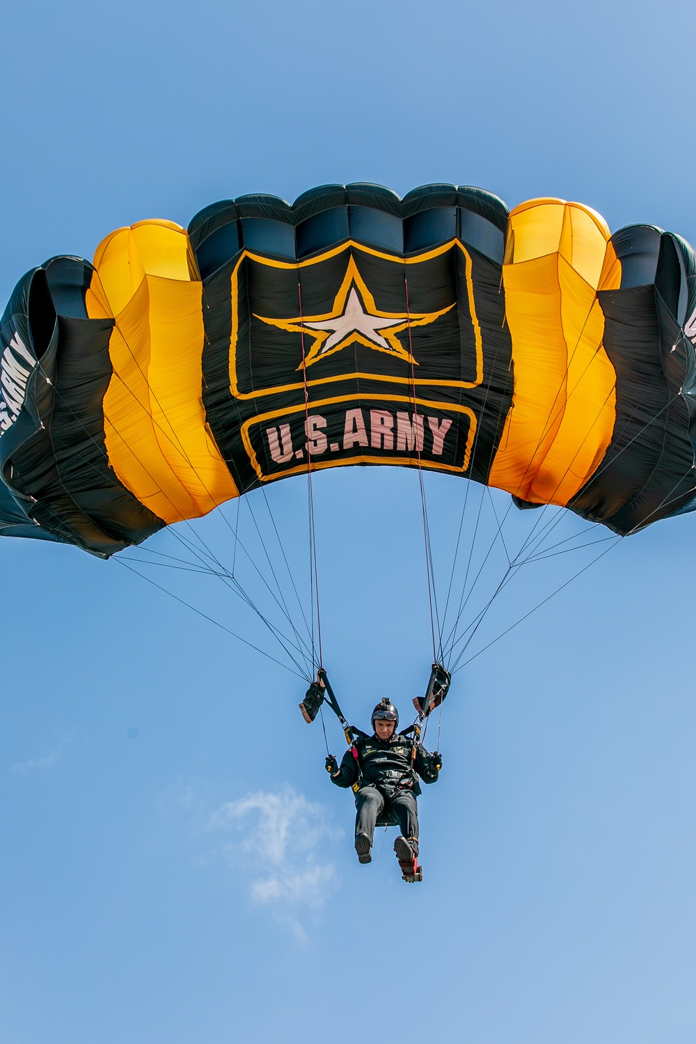 U.S. Army Parachute Team jumps on the U.S.S. Midway