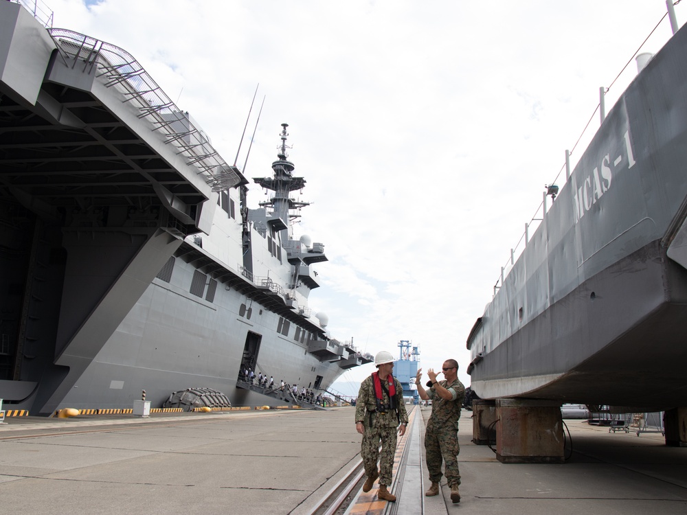 Japanese Ship Izumo arrives at MCAS Iwakuni Harbor