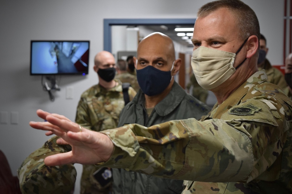 Lt. Gen. Robinson is briefed by Brig. Gen DeVoe during a visit to the AOC.