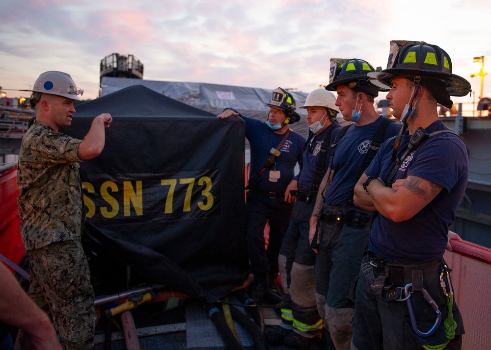 Firefighters Tour Submarine