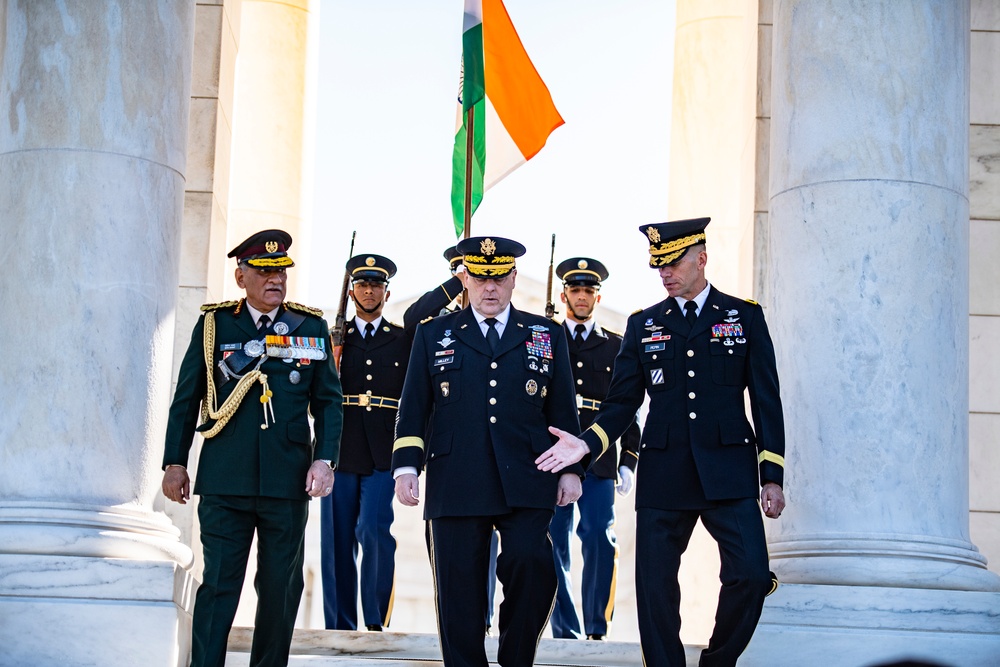 Gen. Bipin Rawat, Chief of Defence Staff of the Indian Armed Forces Participates in an Armed Forces Full Honors Wreath-Laying Ceremony at the Tomb of the Unknown Soldier