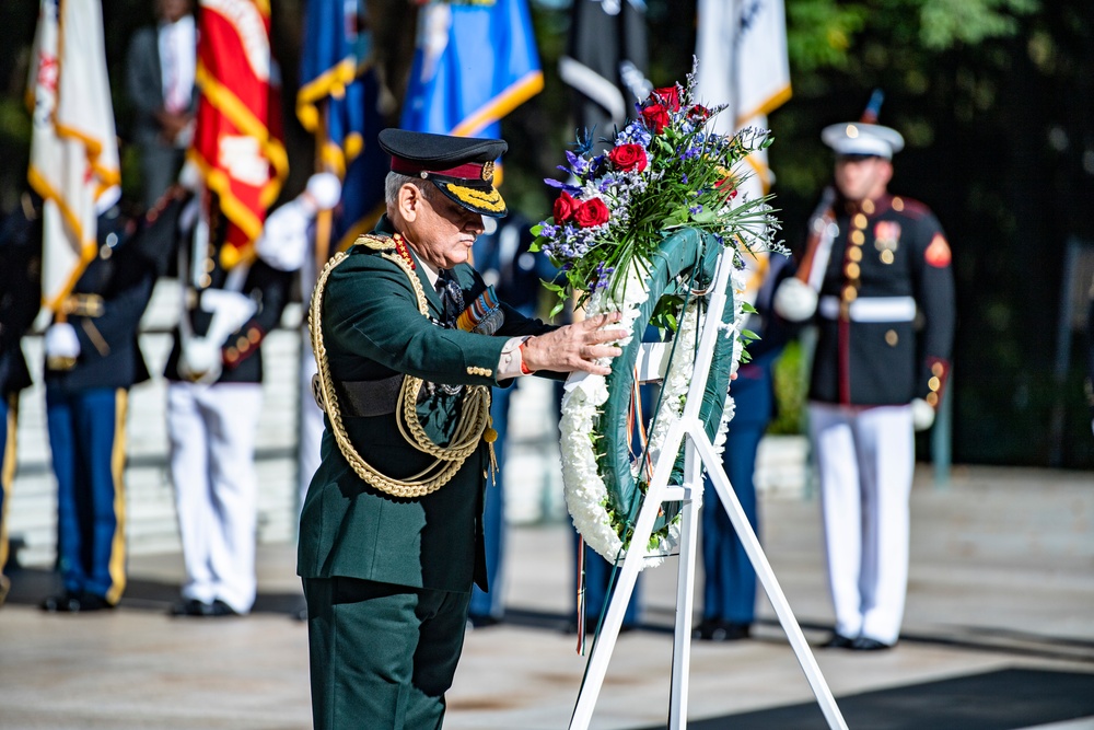 Gen. Bipin Rawat, Chief of Defence Staff of the Indian Armed Forces Participates in an Armed Forces Full Honors Wreath-Laying Ceremony at the Tomb of the Unknown Soldier