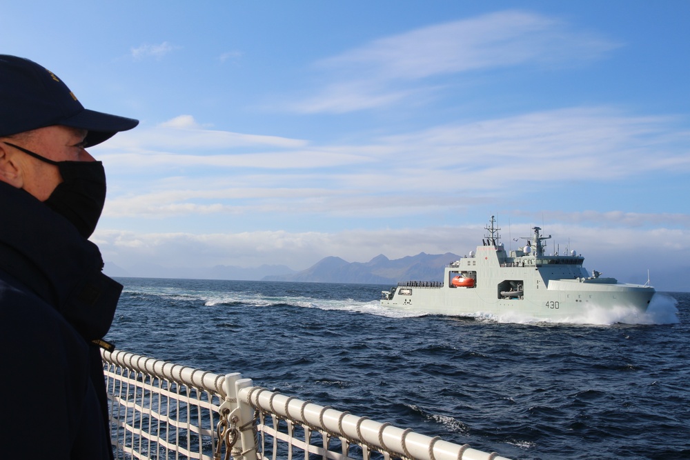 U.S. Coast Guard Kimball, Royal Canadian Navy crews conduct joint exercise near Dutch Harbor