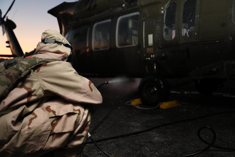 3rd Infantry Division Soldiers Conduct Aircraft Decontamination