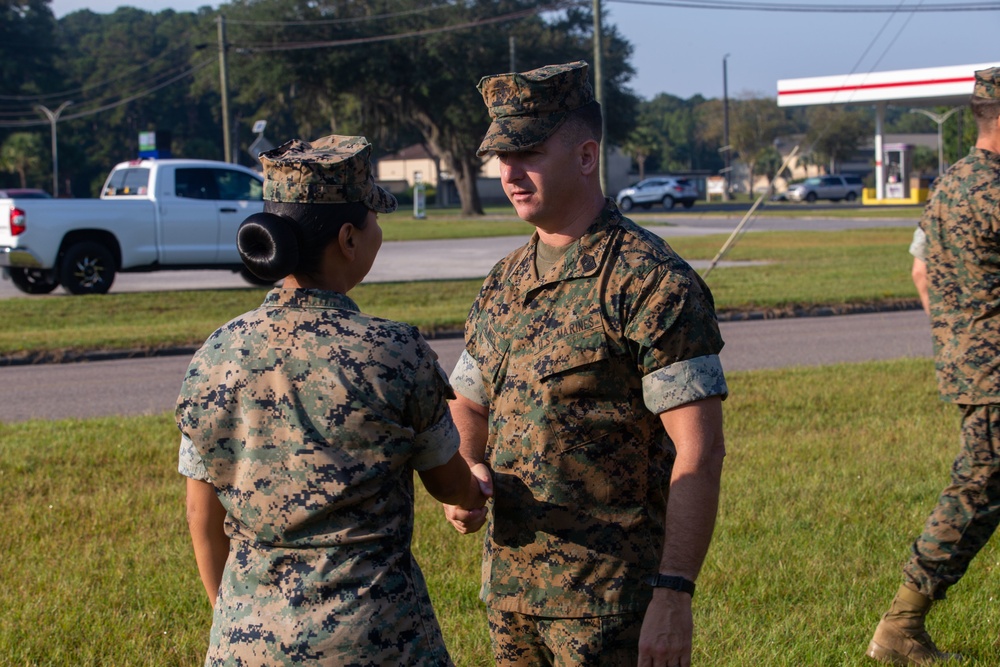 Cpl. Iris Beno receivesNavy and Marine Corps Achievement Medal
