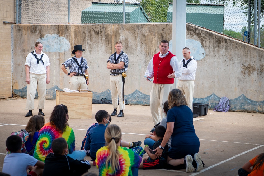 USS Constitution crew speak at elementary school