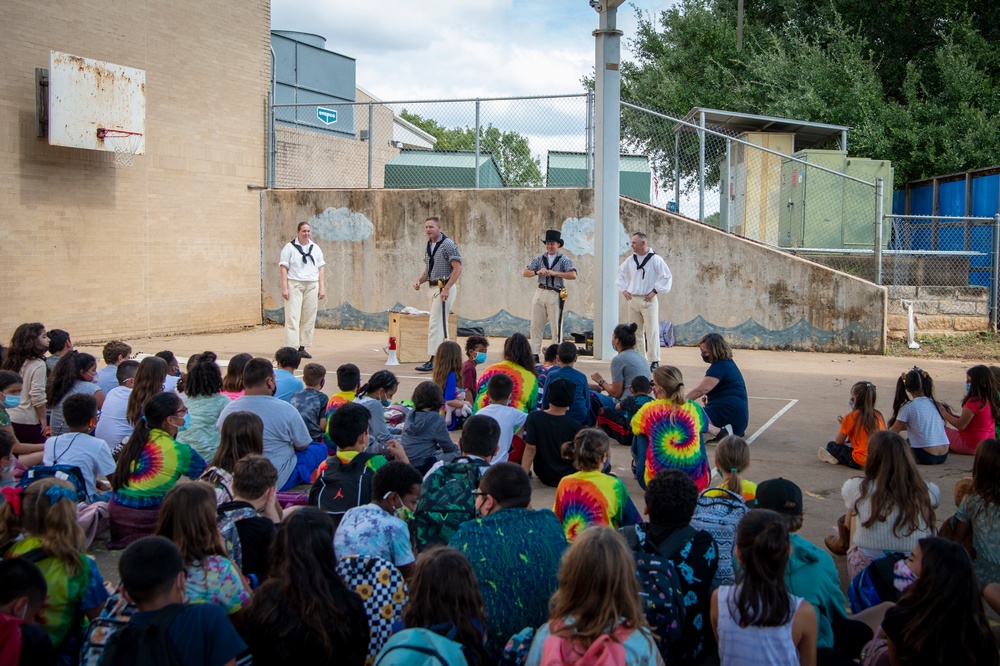 USS Constitution crew speaks at elementary school