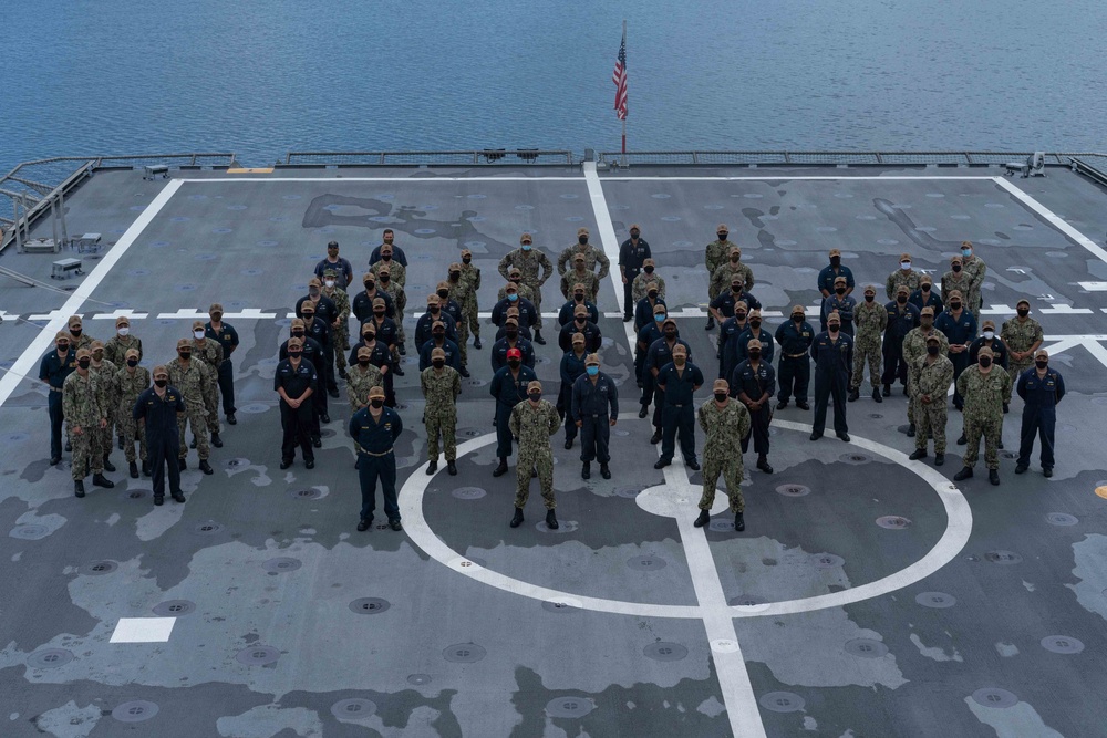 USS Jackson (LCS 6) Sailors Pose for Group Photo