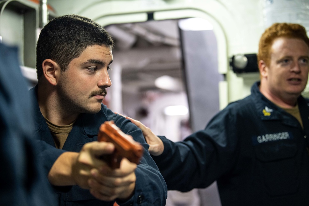 Sailors Conduct Small Arms Training Aboard USS Michael Murphy (DDG 112)