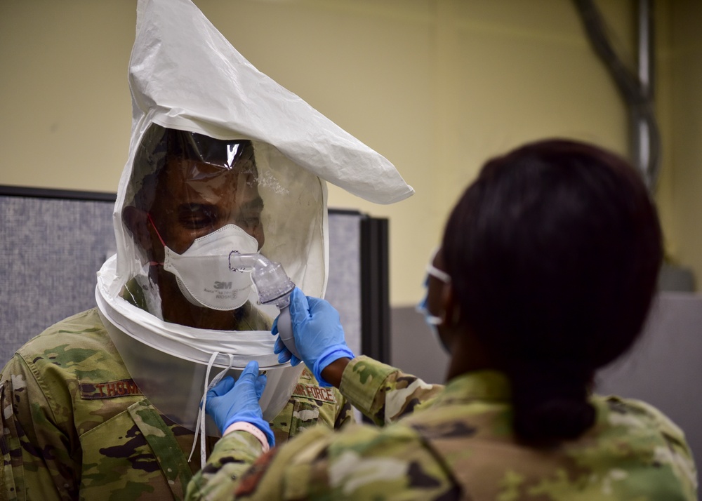 Bio-Environmental mask up Task Force Liberty members
