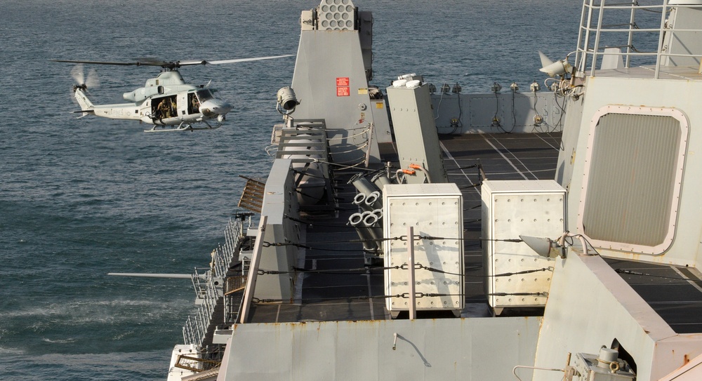 USS John P. Murtha (LPD 26) Combined Boat Ops and Flight Quarters with MLA 269