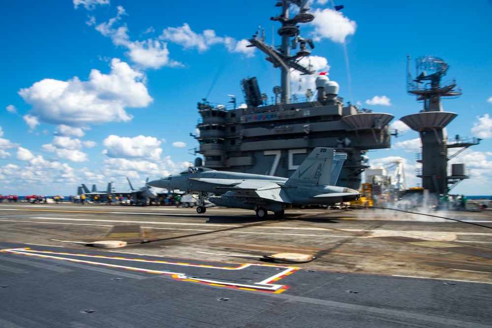 Truman is operating in the Atlantic Ocean in support of naval operations to maintain maritime stability and security in order to ensure access, deter aggression and defend U.S., allied and partner interests.