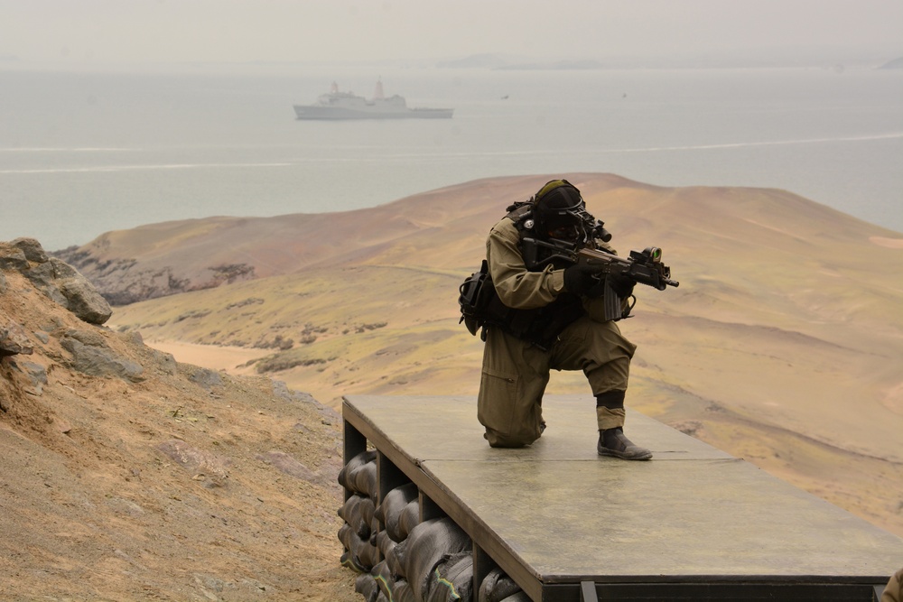 A Peruvian Special Forces Service Member Lands on Shore