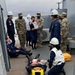 Peruvian sailors aboard the Makassar-class landing platform dock ship BAP Pisco (AMP 156) conduct medical training as part of a mass casualty drill