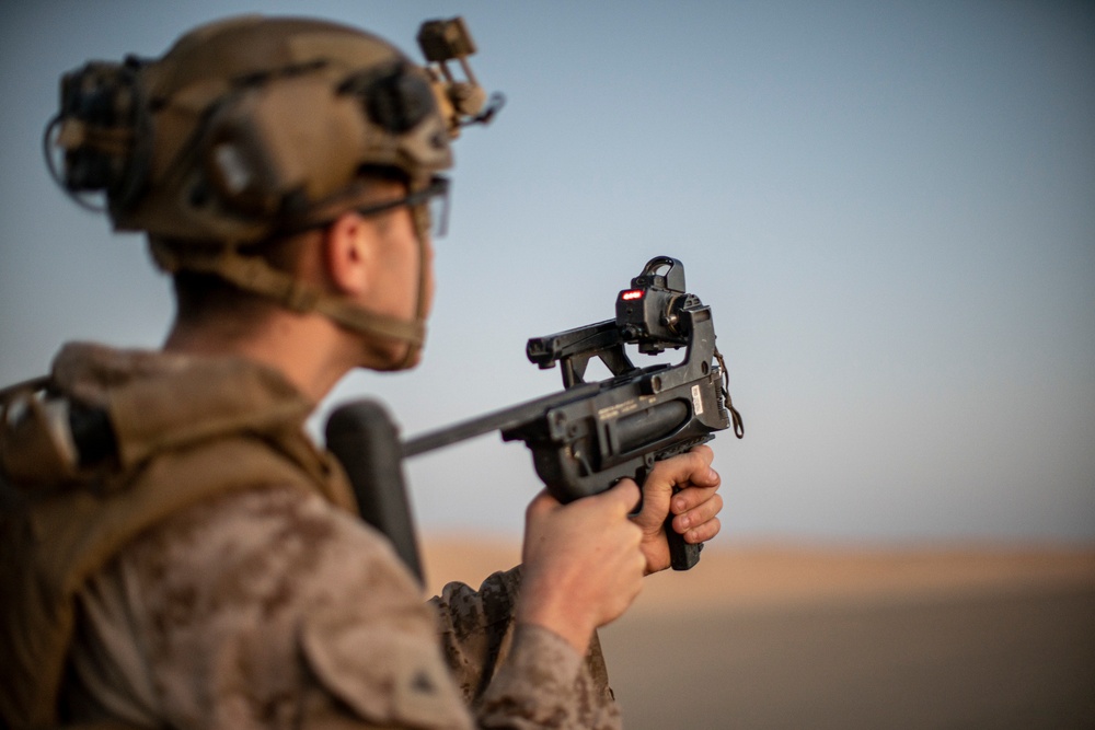 Charlie Company, BLT 1/1, conducts grenade launcher range in Kuwait
