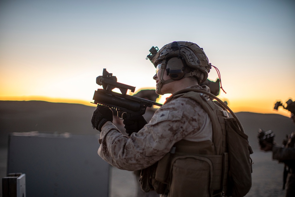 Charlie Company, BLT 1/1, conducts grenade launcher range in Kuwait