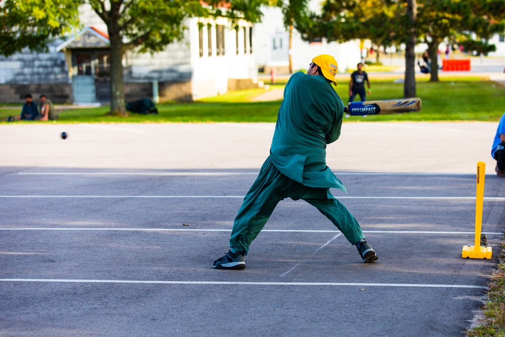 Afghans play cricket at Fort McCoy