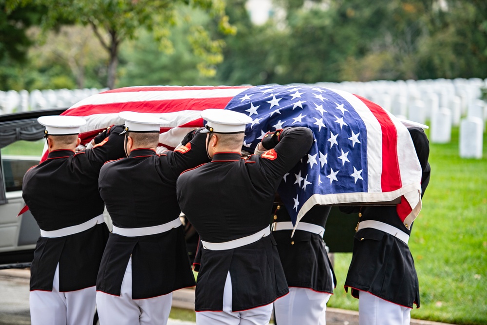 Military Funeral Honors with Funeral Escort are Conducted for U.S. Marine Corps Sgt. Fred Farris in Section 62