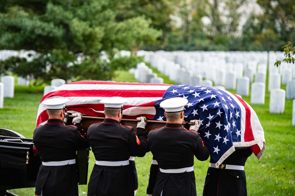 Military Funeral Honors with Funeral Escort are Conducted for U.S. Marine Corps Sgt. Fred Farris in Section 62