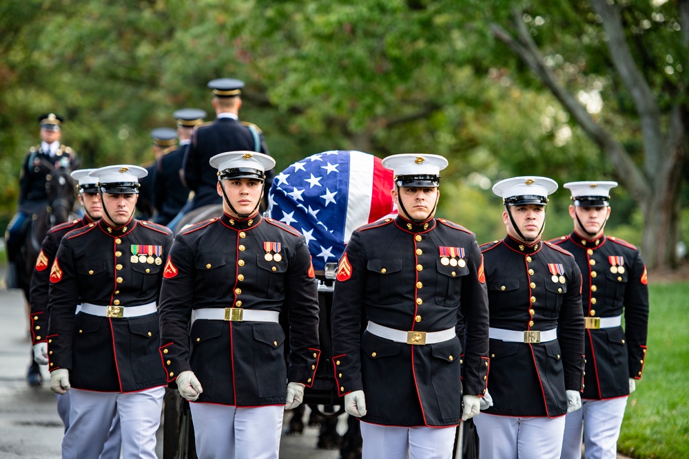 Military Funeral Honors with Funeral Escort are Conducted for U.S. Marine Corps Sgt. Fred Farris in Section 62