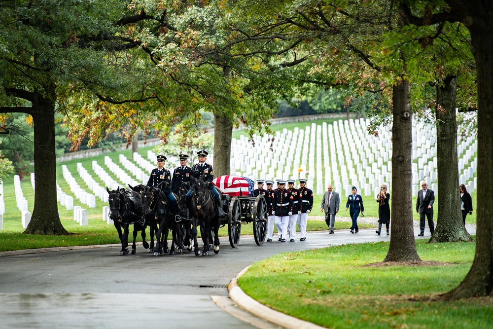 Military Funeral Honors with Funeral Escort are Conducted for U.S. Marine Corps Sgt. Fred Farris in Section 62