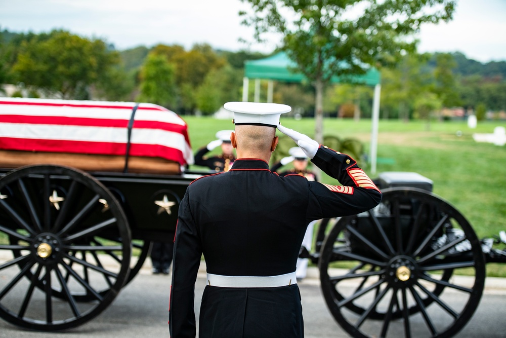 Military Funeral Honors with Funeral Escort are Conducted for U.S. Marine Corps Sgt. Fred Farris in Section 62