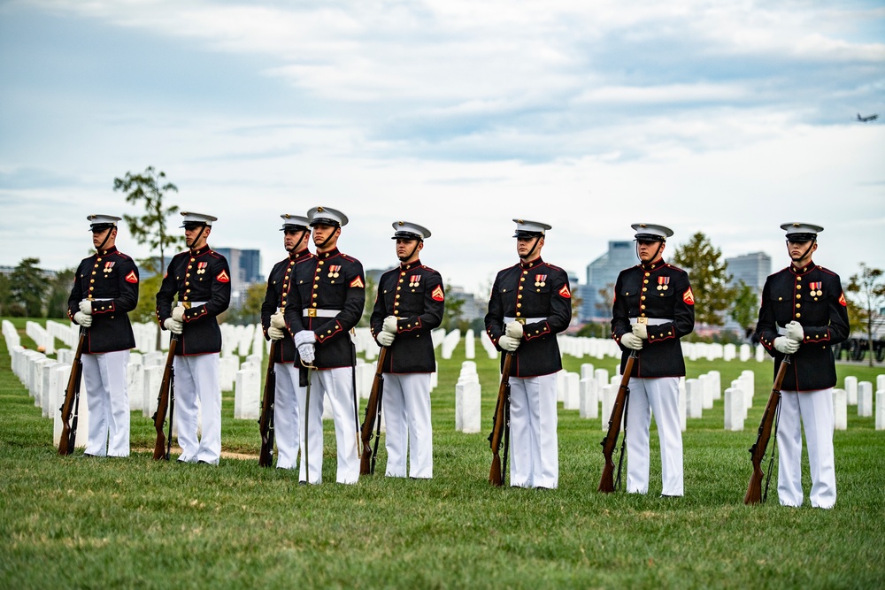 Military Funeral Honors with Funeral Escort are Conducted for U.S. Marine Corps Sgt. Fred Farris in Section 62