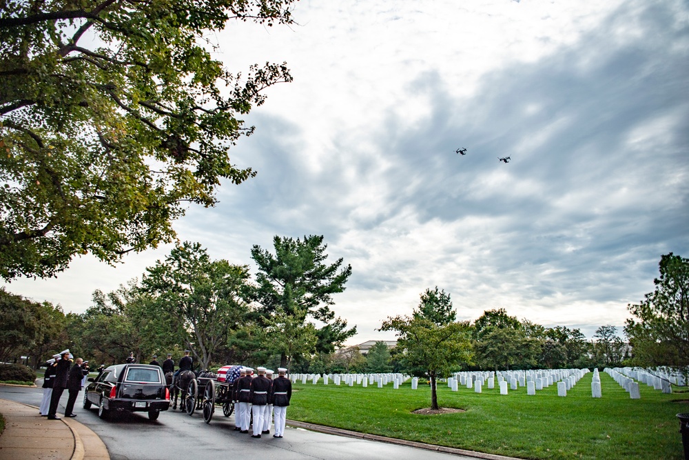 Military Funeral Honors with Funeral Escort are Conducted for U.S. Marine Corps Sgt. Fred Farris in Section 62