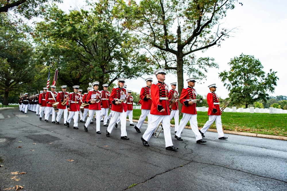 Military Funeral Honors with Funeral Escort are Conducted for U.S. Marine Corps Sgt. Fred Farris in Section 62