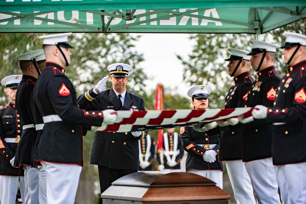 Military Funeral Honors with Funeral Escort are Conducted for U.S. Marine Corps Sgt. Fred Farris in Section 62