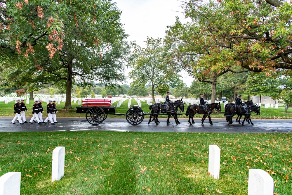 Military Funeral Honors with Funeral Escort are Conducted for U.S. Marine Corps Sgt. Fred Farris in Section 62