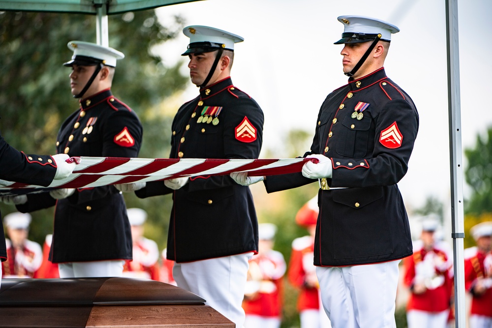 Military Funeral Honors with Funeral Escort are Conducted for U.S. Marine Corps Sgt. Fred Farris in Section 62