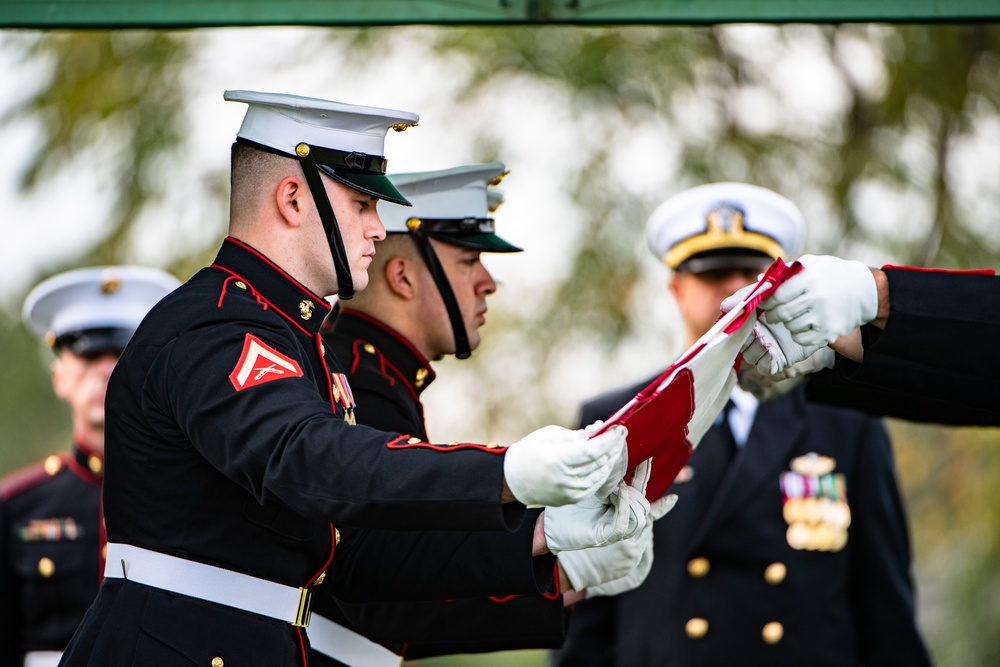 Military Funeral Honors with Funeral Escort are Conducted for U.S. Marine Corps Sgt. Fred Farris in Section 62