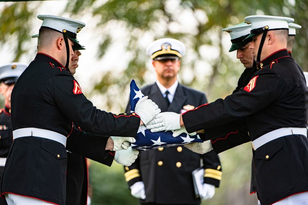 Military Funeral Honors with Funeral Escort are Conducted for U.S. Marine Corps Sgt. Fred Farris in Section 62