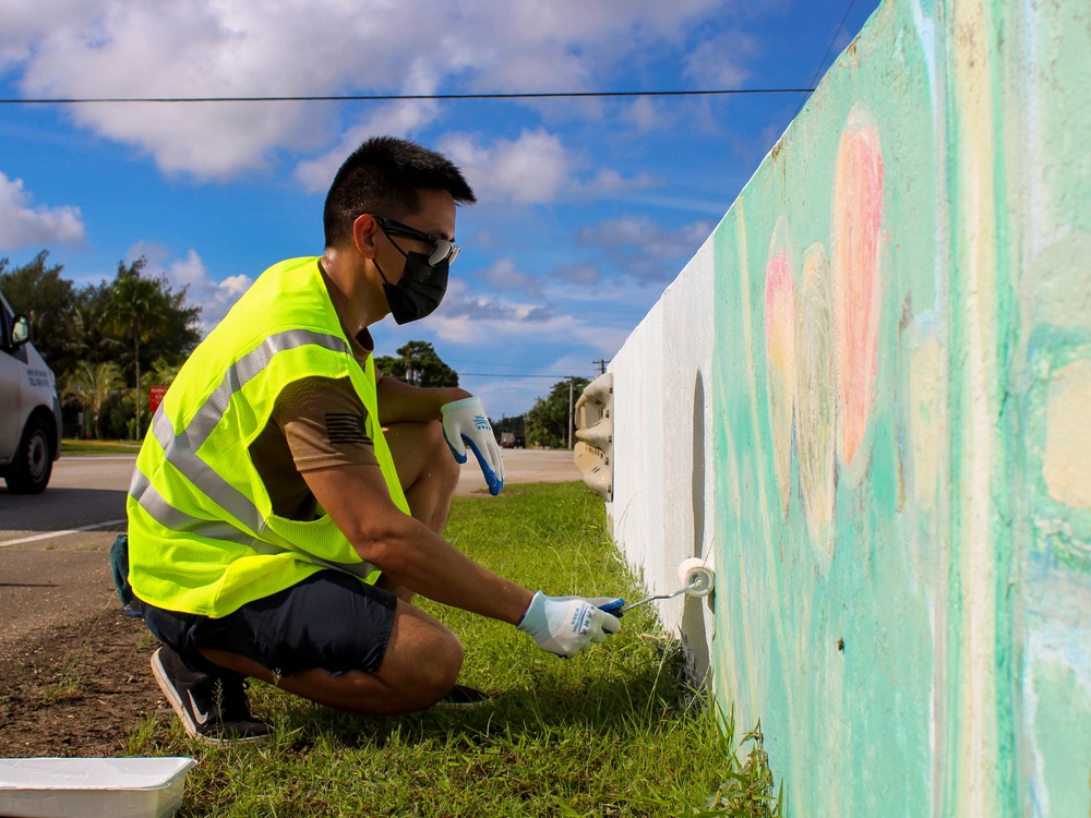 U.S. Naval Base Guam Sailors and civilians from U.S. Naval Base Guam and tenant commands partnered with the Hågat Mayor’s Office for a beautification project