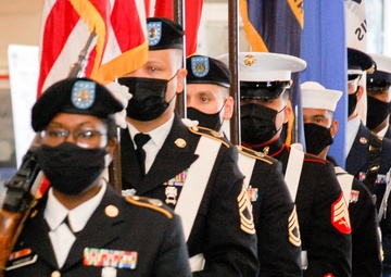 Joint Service Color Guard Aboard USS Hornet (CV 12)