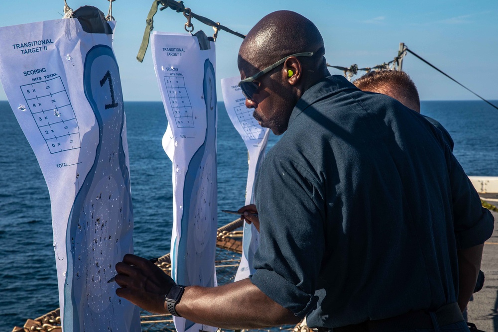 USS Arlington Sailors Conduct Weapon Proficiency Training