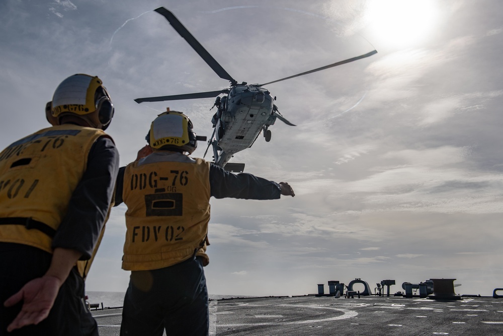 USS Higgins (DDG 76) flight operations.