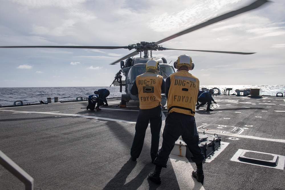 USS Higgins (DDG 76) flight operations.