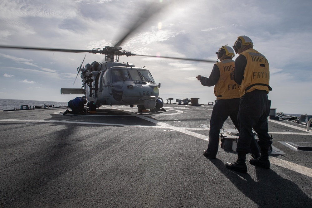 USS Higgins (DDG 76) flight operations.