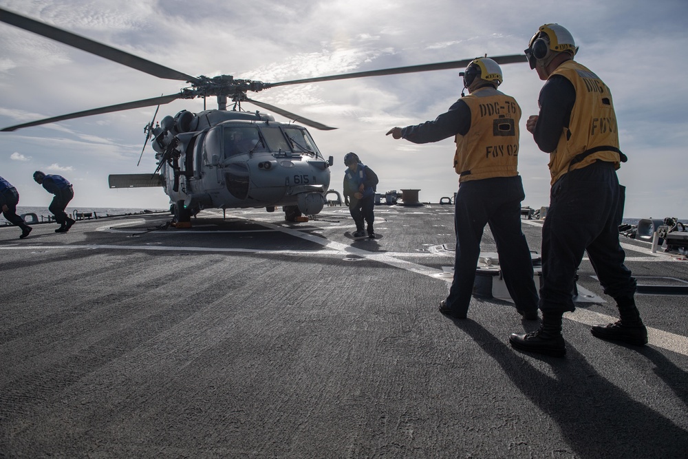 USS Higgins (DDG 76) flight operations.