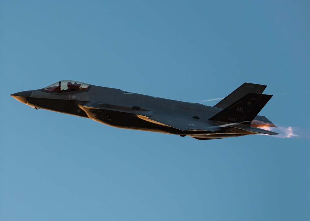 F-35 Demo Team flies at sunset over the California Capital Airshow