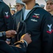 GHWB Sailors Conduct a Service Dress Blue Uniform Inspection