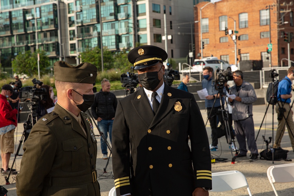 Lt Colonel  Jason T. Ford Meets with San Francisco Police During a Press Release at San Francisco Fleet Week 2021