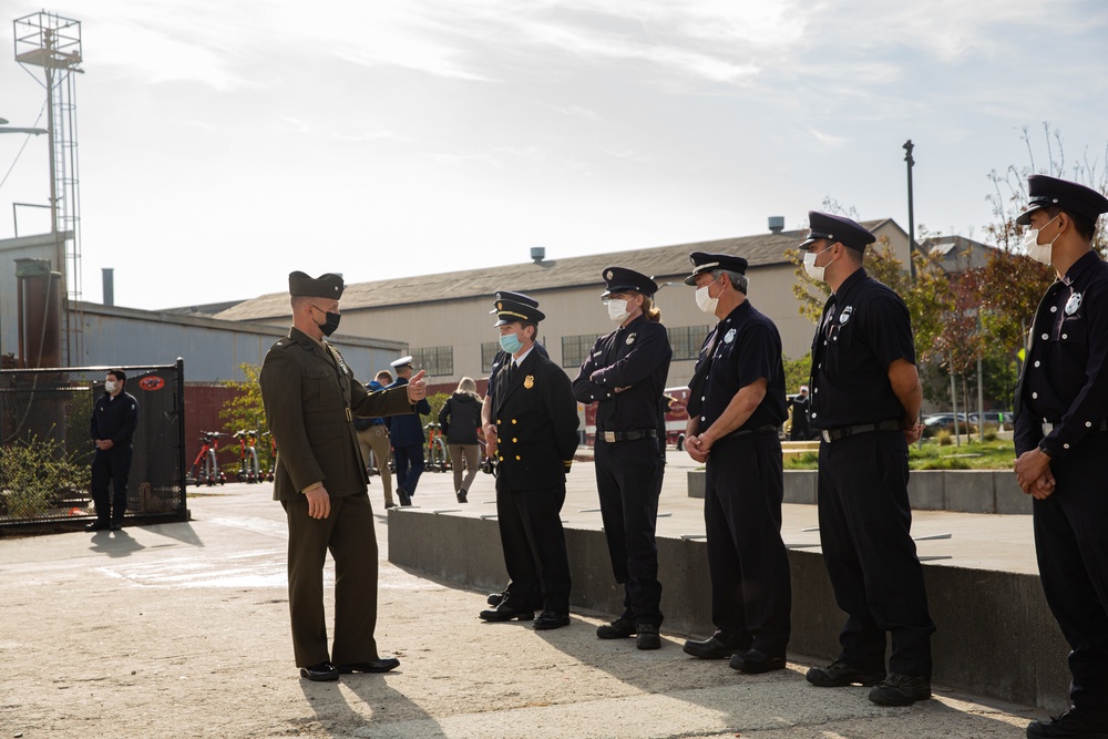 Lt Colonel  Jason T. Ford Meets with San Francisco Police During a Press Release at San Francisco Fleet Week 2021