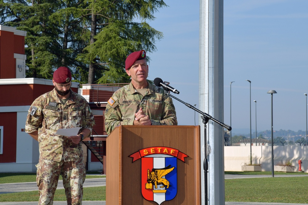 Appointment ceremony for Command Sgt. Maj. Sergio Bondielli, the command sergeant major to the U.S. Army Garrison Italy senior enlisted leader