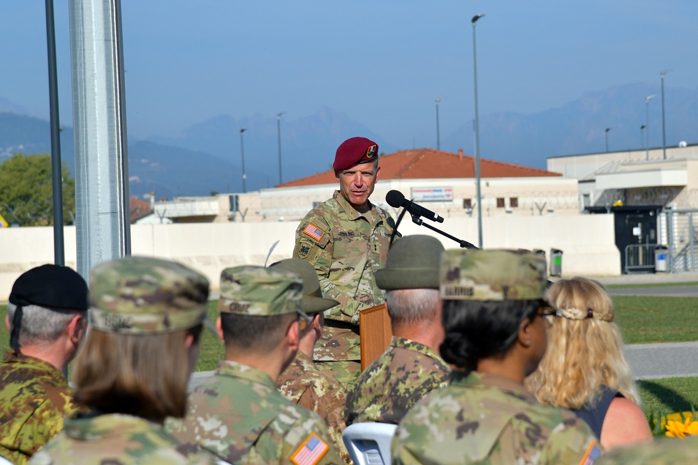 Appointment ceremony for Command Sgt. Maj. Sergio Bondielli, the command sergeant major to the U.S. Army Garrison Italy senior enlisted leader