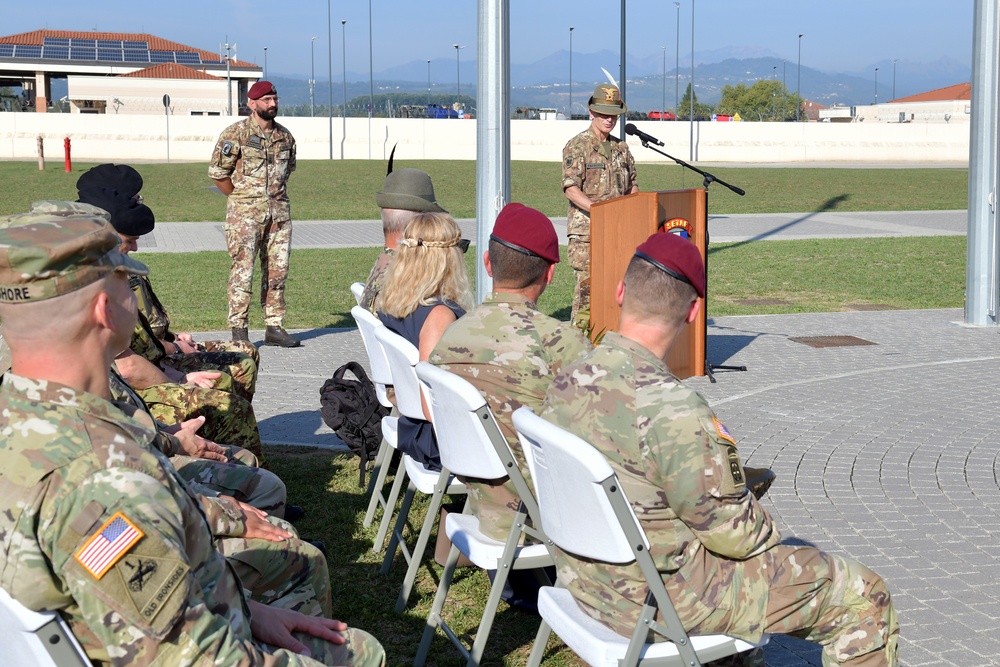 Appointment ceremony for Command Sgt. Maj. Sergio Bondielli, the command sergeant major to the U.S. Army Garrison Italy senior enlisted leader