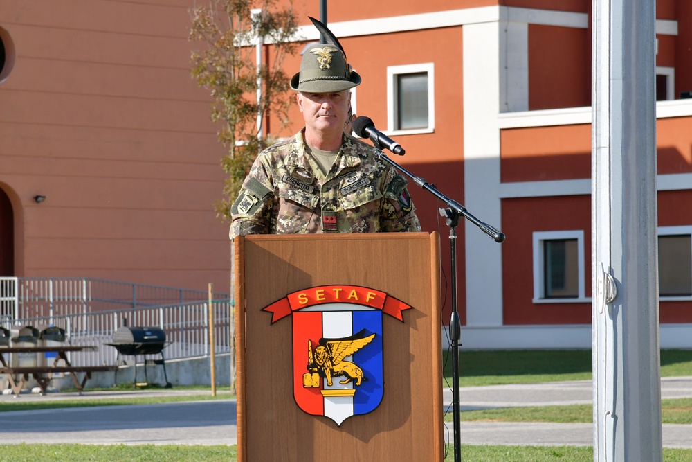 Appointment ceremony for Command Sgt. Maj. Sergio Bondielli, the command sergeant major to the U.S. Army Garrison Italy senior enlisted leader