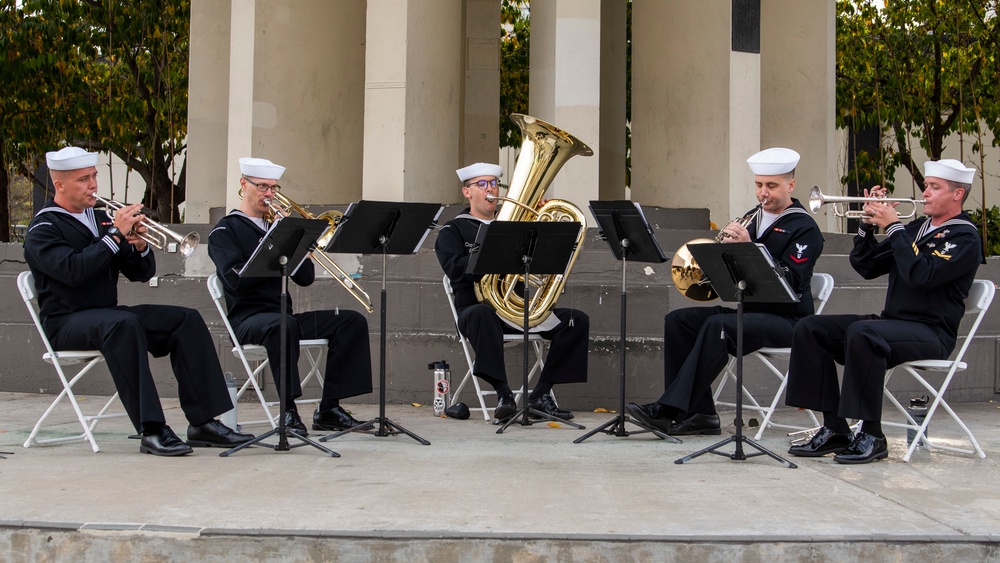 Navy Band Southwest Brass Quintet Performs at Japantown Peace Plaza